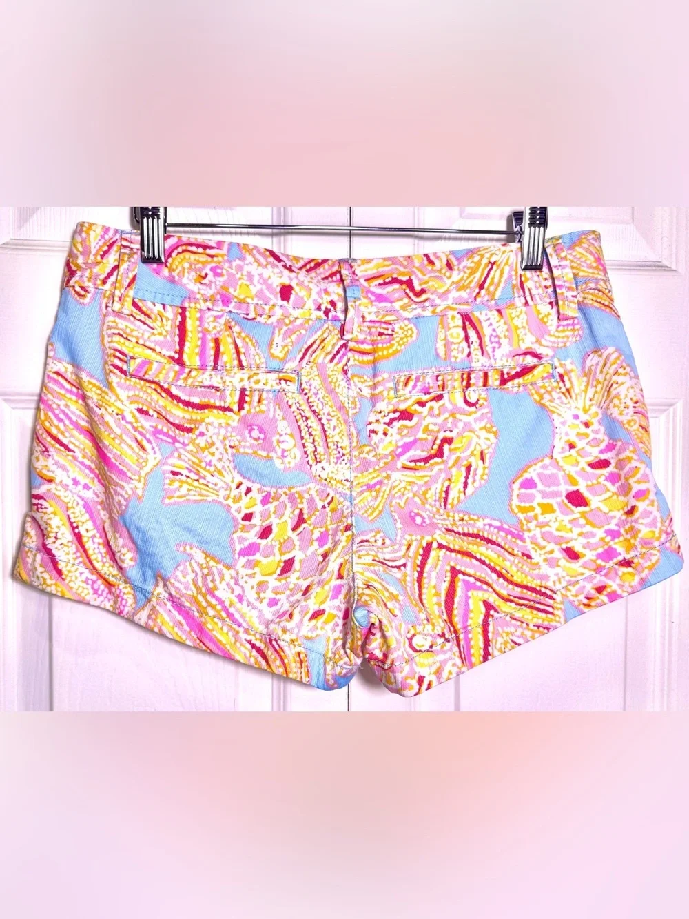 Lilly Pulitzer Walsh Shorts Tini Bikini Fish Print Size 4 Cotton